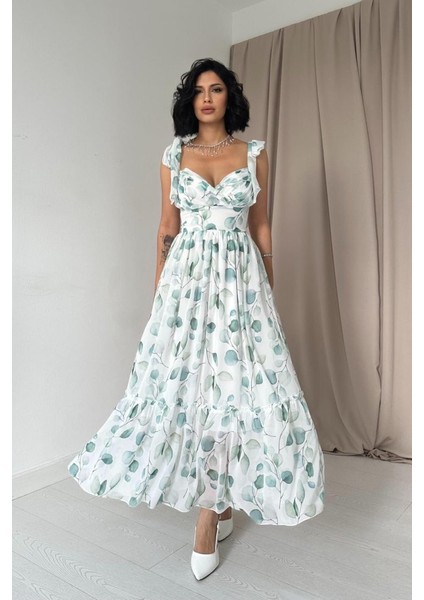 Yeşil Şifon Drapeli Elbise modelleri