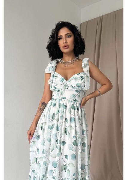 Yeşil Şifon Drapeli Elbise fırsatları