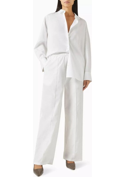 Relaxed Fit Pamuklu Kadın Gömlek, Düşük Omuz, Düğmeli ve Zamansız Stil fiyatları