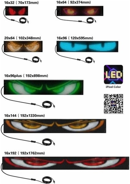Matrix LED Panel Cama Yapışan App Kontrollü Oto LED Tır Kamyon LED Uzunluk 176CM - Genişlik 19CM fırsatları
