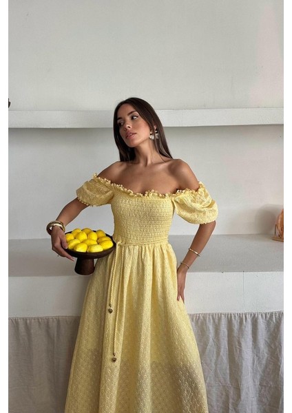 Sarı Gipeli Brode Elbise fırsatları