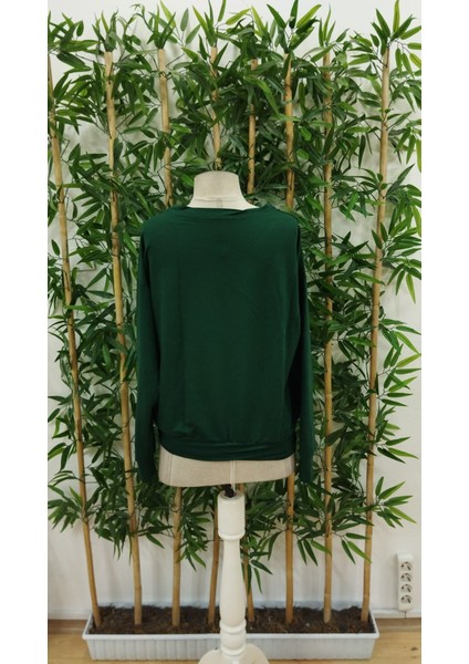 Kadın Uzun Kollu Bisiklet Yaka Viskon Iki Iplik Bluz