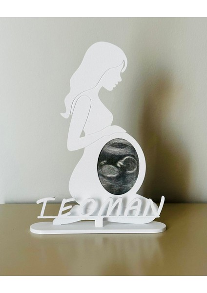 Kişiye Özel Ultrason Fotoğraflı Hamile Anne Temalı 3D Baskı Masaüstü Dekoru-Beyaz-M modelleri