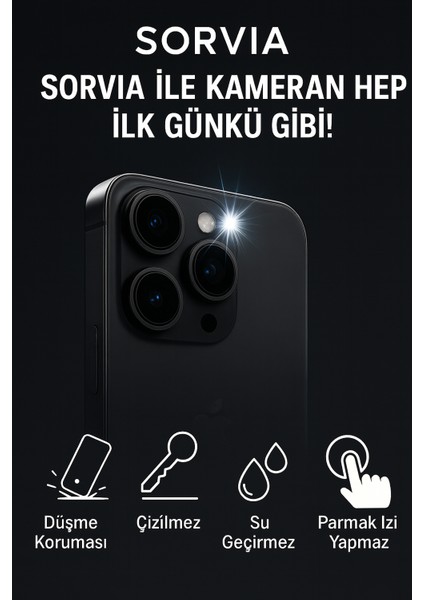 Iphone 16 Pro / 16 Pro Max Uyumlu Kamera Lens Koruyucu Black/silver/titanium/gold Darbe Çizilme Önleyici 9h (Yüksek Çözünürlüklü - Parlak - Güçlü - Dayanıklı ) modelleri