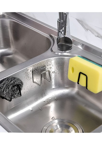 4'lü Siyah Yanı Sünger Askılığı, Banyo ve Mutfak Düzenleyici Seti