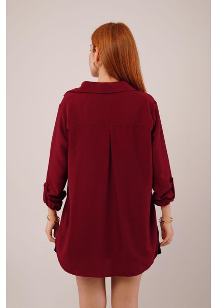 Salaş Kesim Cepli Bordo Gömlek fırsatları