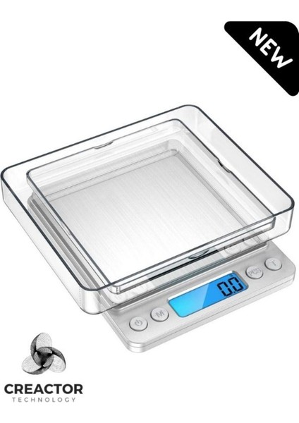 0,1 gr Hassas Dijital Terazili Güçlü ve Şık Mutfak Terazisi
