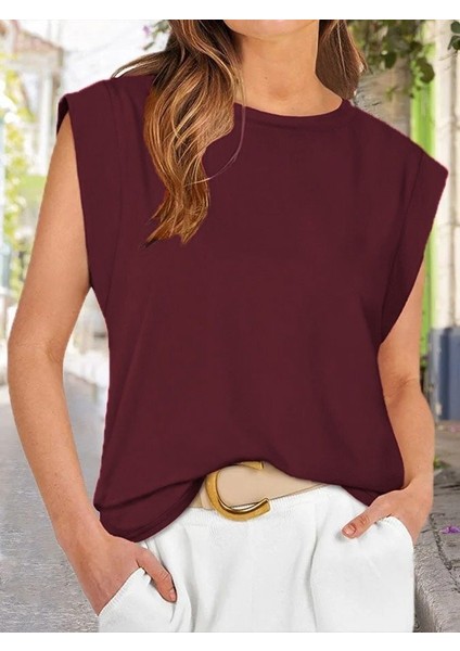 Kadın Kısa Kollu Bisiklet Yaka Viskon Bluz