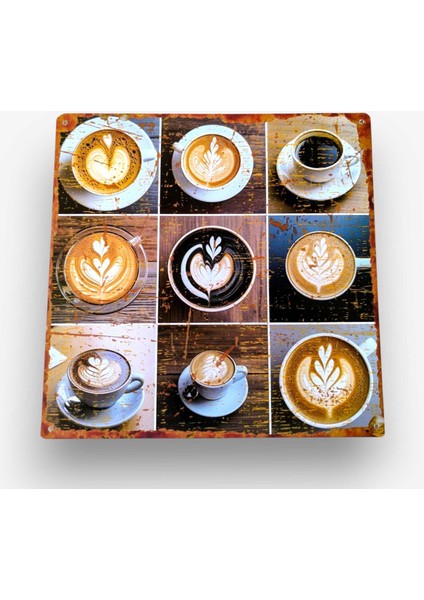 Kahve Desenli Retro Uv Baskılı Alüminyum Dekoratif Tabela – Metal Duvar Süsü fiyatları