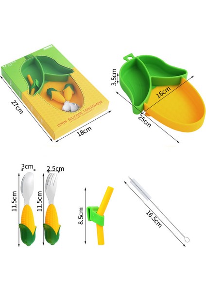 Mısır Figürlü Vakumlu Silikon Mama Tabağı, Silikon Saplı Çelik Uçlu Çatal ve Kaşık