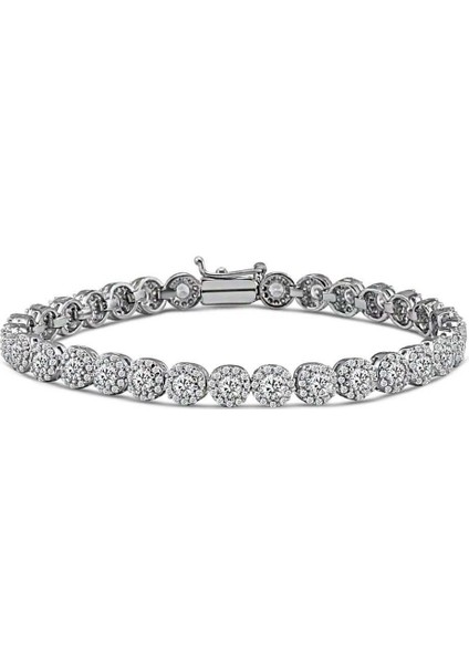 Su Yolu Gümüş Bileklik Etrafı Zirkon Taşlı Orta Boy