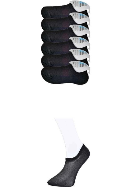 Siyah Erkek Görünmez Çorap 6 Çift
