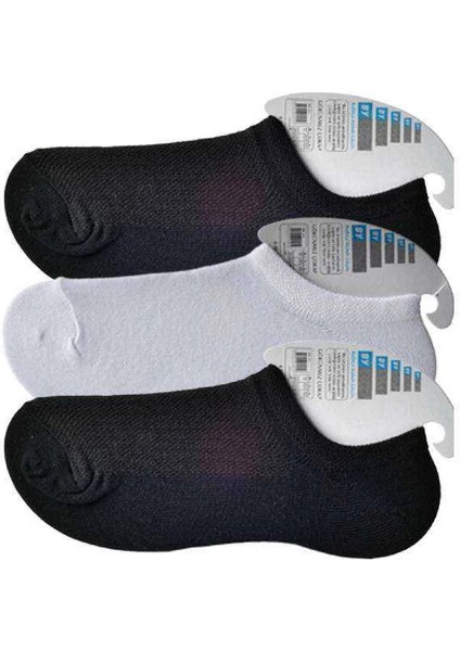 Siyah ve Beyaz Erkek Görünmez Çorap 3 Çift