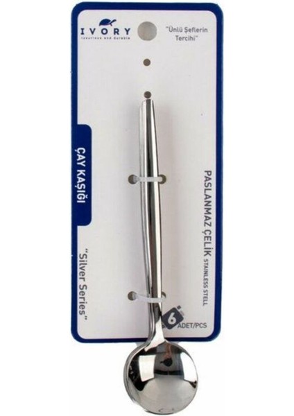 Altılı Şık Gümüş Çay Kaşığı Seti, Zarif ve Dayanıklı Tasarım, Pratik Kullanım.