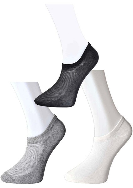 Siyah Gri ve Beyaz Erkek Görünmez Çorap 6 Çift fiyatları
