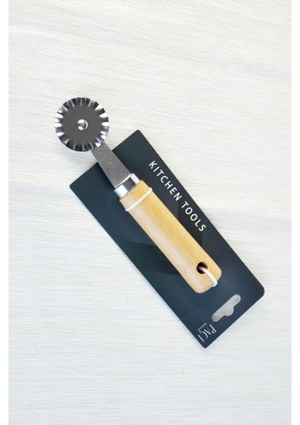 Küçük Ahşap Saplı Pizza Dilimleyici, Pratik Mutfak Aleti, Siyah Renk