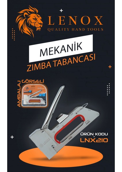 Lenox Mekanik Zımba Tabancası – Profesyonel El Aleti, 4-8 mm Zımba Uyumlu