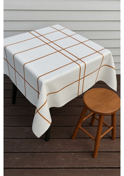 Bej Kırık Beyaz Gold Şerit Desenli Masa Örtüsü – Silinebilir Lüks Muşamba Sofra Bezi modelleri