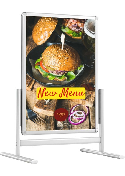 B1 70X100 Gri Maki Pano Alüminyum Kaldırım ve Reklam Panosu Gri Renk Poster Pano