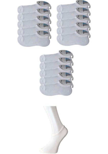 Beyaz Erkek Görünmez Çorap 15 Çift