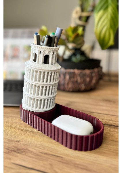 Pisa Kulesi Tasarımlı Masaüstü Kalemlik ve Organizer – Dekoratif Masa Düzenleyici fiyatları