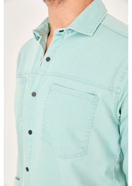 Çift Cep Gabardin Likra Yıkamalı Gömlek fırsatları