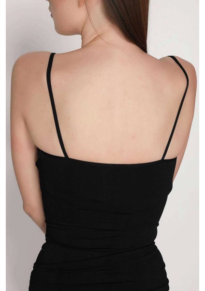 Elite Life Kadın Dikişsiz Ince Askılı Siyah Atlet 848 modelleri