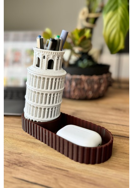 Pisa Kulesi Tasarımlı Masaüstü Kalemlik ve Organizer – Dekoratif Masa Düzenleyici fiyatları