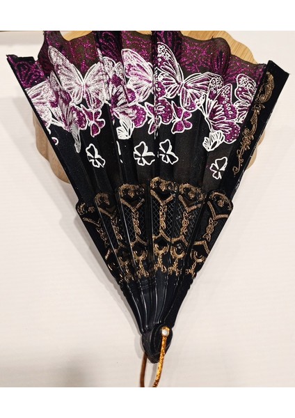 Otantik Lüks Figürlü Siyah Yelpaze fiyatları