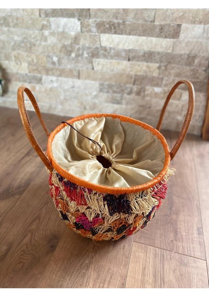 Endonezya Dan Doğal Hasır El Yapımı Gökkuşağı Bohem Plaj Çantası