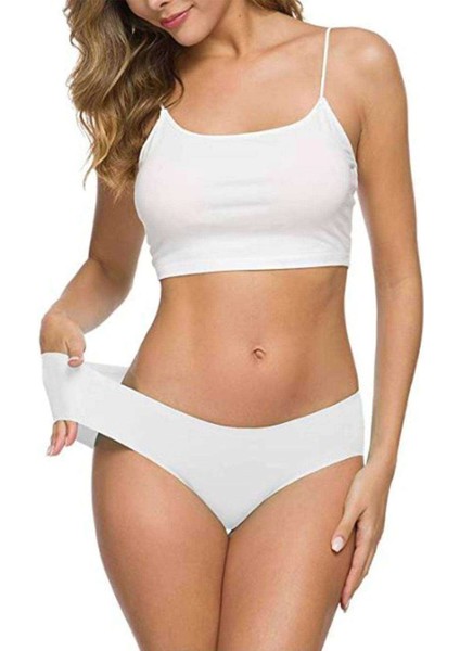 3 Adet Kadın Dikişsiz Lazer Kesim Esnek Iz Yapmayan Külot Beyaz fırsatları