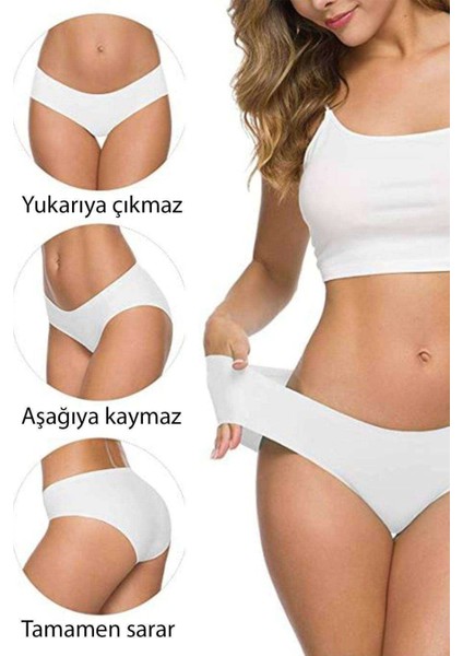 3 Adet Kadın Dikişsiz Lazer Kesim Esnek Iz Yapmayan Külot Beyaz indirimleri