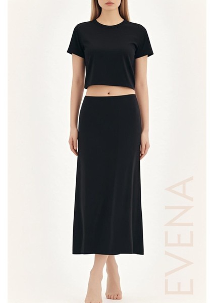 Kadın Penye Uzun Maxi Boy Etek Elbise Astarı Jüpon Kombinezon