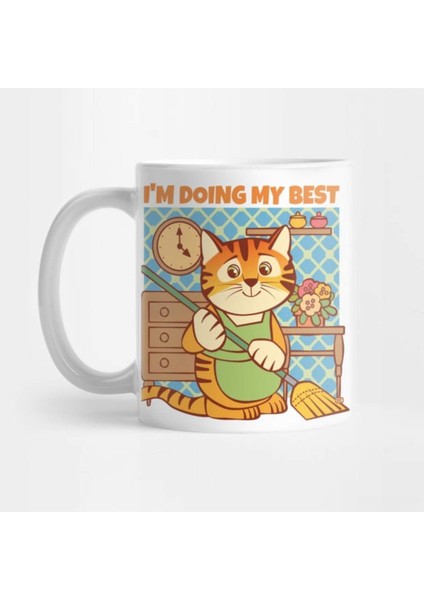 Elimden Geleni Yapıyorum Temizlikçi Kedi Ev Işleri Kupa Bardak, Renkli ve Şık Tüketim Ürünü