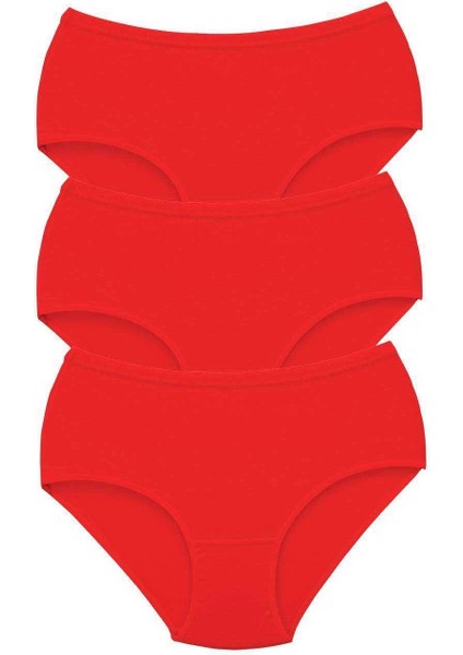3 Adet Tutku Kadın Yüksek Bel Bato Kalın Lastik Külot Kırmızı
