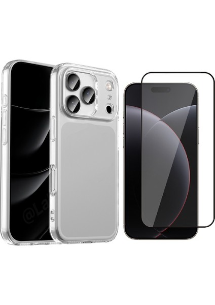 iPhone 17 Pro Max Uyumlu Kılıf Zore Süper Silikon Kapak + Temperli Cam Ekran Koruyucu