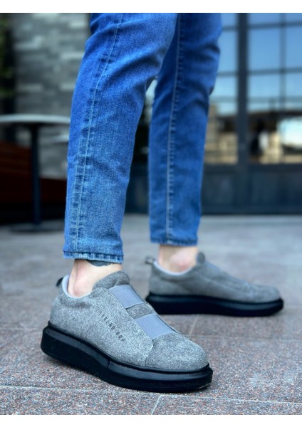 BA0307 BOA Kalın Süet Yüksek Taban Çift Bant Gri Siyah Erkek Ayakkabı modelleri
