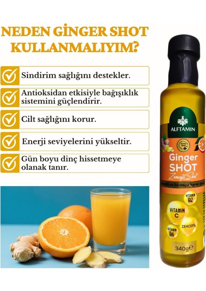 Ginger Shot - Vitamin B2, Vitamin B6, C Vitamini, Zencefil ve Zerdeçal Içeren Şurup fiyatları