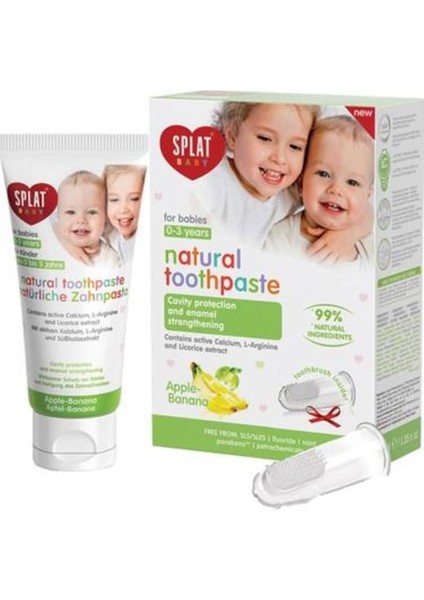 Baby Bebek Diş Macunu ve Parmak Fırça 40 ml Elma Muz Aromalı Florürsüz 0-3 Yaş İçin fiyatları