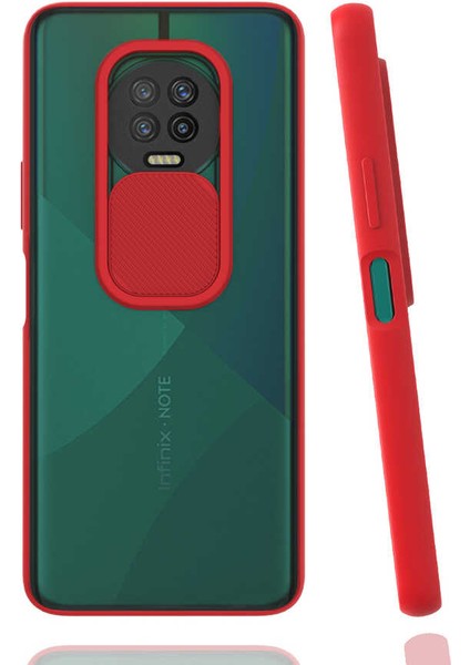 Infinix Note 7 Kılıf Kamera Korumalı Sürgülü Renkli Sert Esnek Silikon Lensi Kapak