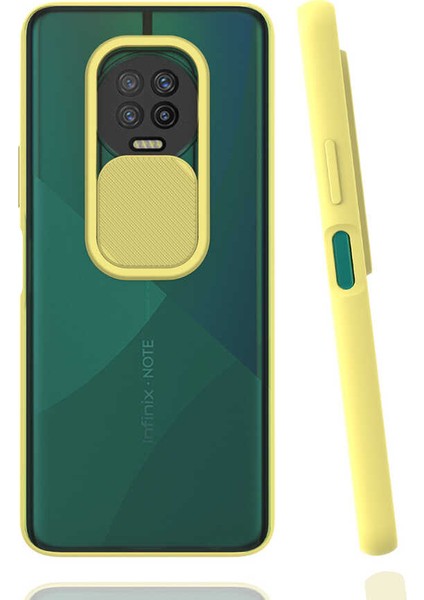 Infinix Note 7 Kılıf Kamera Korumalı Sürgülü Renkli Sert Esnek Silikon Lensi Kapak