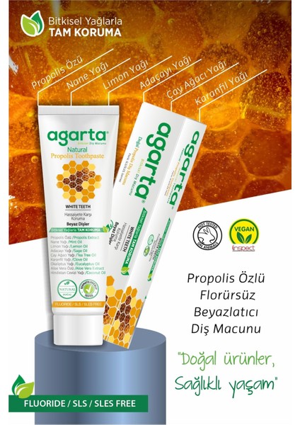 Doğal Propolisli Diş Macunu 100 ml Hassasiyet ve Çürüğe Karşı Tartar Önleyici Aromasız