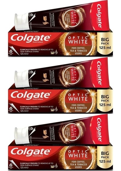 Optic White Diş Macunu - Kahve, Çay ve Tütün Lekelerine Karşı, 3 x 125 ml fiyatları