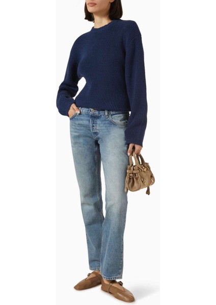 Mavi Düşük Bel Slim Jean - Denim - Y2K Tarzı, Şık Kesim, Distressed Kenar fiyatları