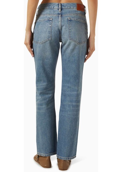 Mavi Düşük Bel Slim Jean - Denim - Y2K Tarzı, Şık Kesim, Distressed Kenar modelleri