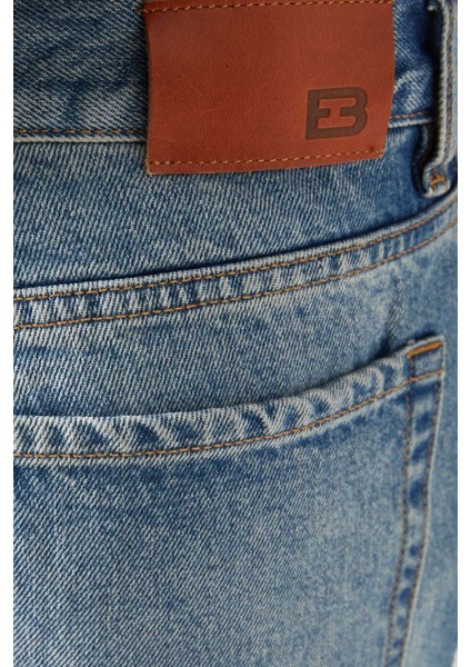 Mavi Düşük Bel Slim Jean - Denim - Y2K Tarzı, Şık Kesim, Distressed Kenar fırsatları