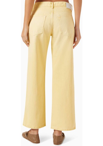 Cropped Low-Rise Baggy Jeans - Sarı - Premium Denim Kumaş ile Modern Tarzınızı Yansıtın modelleri