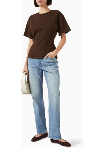 Yüksek Bel Düz Pantolon - Mavi - Premium Denim, Rahat ve Şekil Kaybetmeyen Kumaş fiyatları