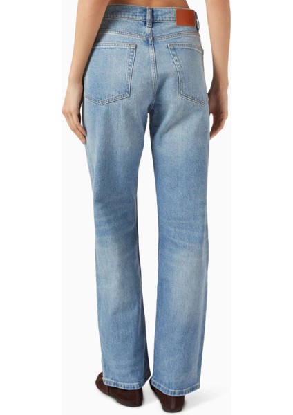 Yüksek Bel Düz Pantolon - Mavi - Premium Denim, Rahat ve Şekil Kaybetmeyen Kumaş modelleri