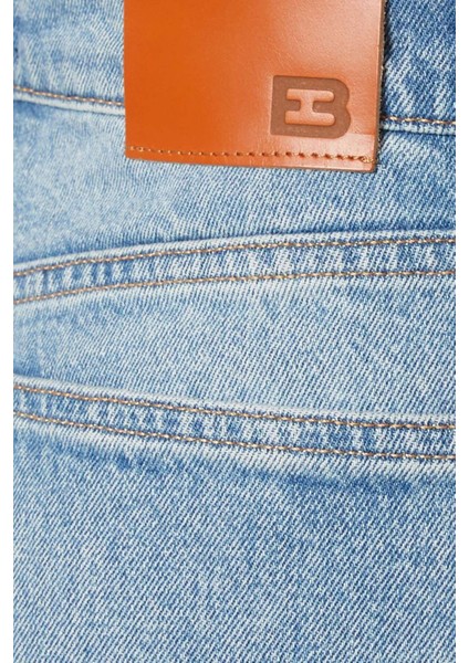 Yüksek Bel Düz Pantolon - Mavi - Premium Denim, Rahat ve Şekil Kaybetmeyen Kumaş fırsatları